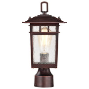 Nuvo Lighting Cove Neck 7in 1-Light Outdoor Post Lantern | Craftsman Rustic Bronze and Seeded Glass | Walkway & Driveway | 7 x 7 x 14 in | Model 60-5955
