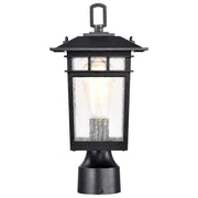 Nuvo Lighting Cove Neck 7in 1-Light Outdoor Small Post Lantern | Craftsman Textured Black and Clear Seeded Glass | Walkway, Driveway & | Model 60-5956