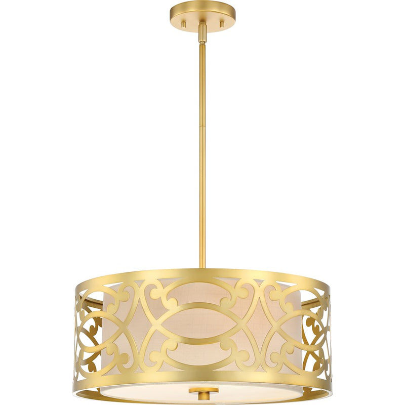 Nuvo Lighting Filigree 18in 3-Light Pendant | Traditional Natural Brass | Kitchen Island & Dining Room | 45.13 in H | Model 60-5964