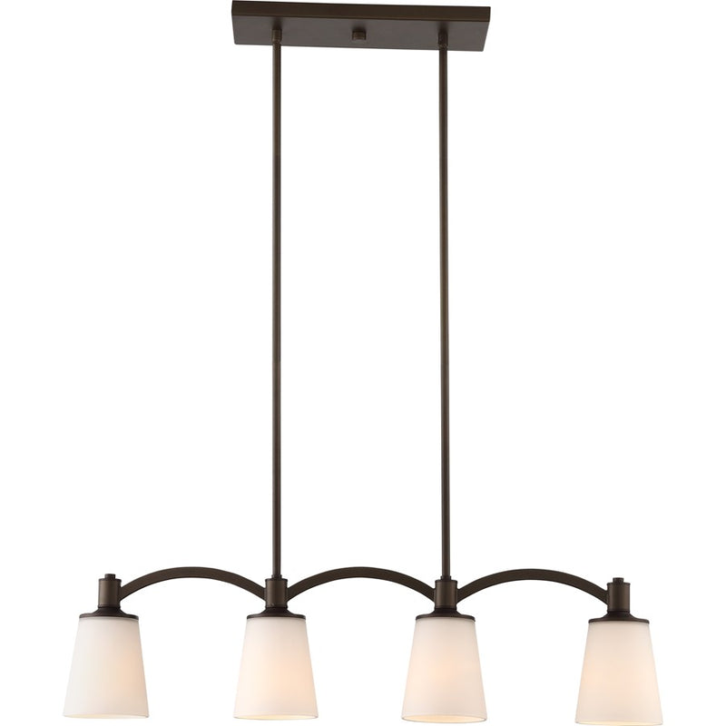 Nuvo Laguna 33in 4-Light Island Pendant | Traditional Aged Bronze and White Glass | Kitchen Island & Dining Room | 33 x 46.125 in | Model 60-5975