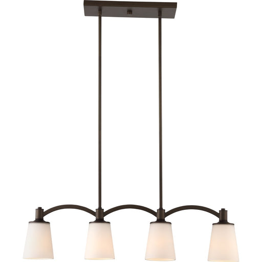 Nuvo Laguna 33in 4-Light Island Pendant | Traditional Aged Bronze and White Glass | Kitchen Island & Dining Room | 33 x 46.125 in | Model 60-5975