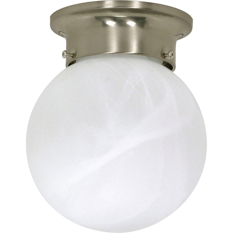 Nuvo Lighting 60-6008 6in 1-Light Flush Mount | Traditional Brushed Nickel and Alabaster Glass | Hallway & Bathroom | 6 x 6 x 7.25 in | Model 60-6008