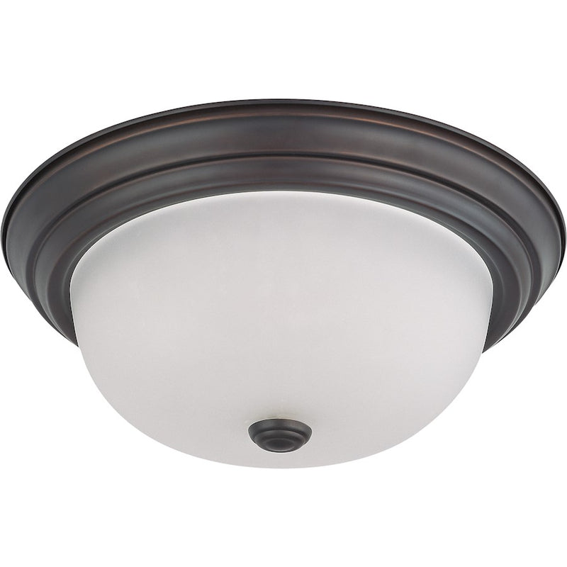 Nuvo Lighting 2-Light 13in Flush Mount | Traditional Mahogany Bronze and Frosted White Glass | Hallway & Bathroom Ceiling Light | 13.25 x | Model 60-6011