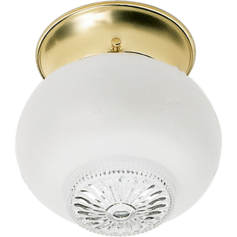Nuvo Lighting 6in 1-Light Flush Mount | Traditional Polished Brass and Frosted Clear Bottom Glass | Hallway & Bathroom Ceiling Light | 5 x | Model 60-6029