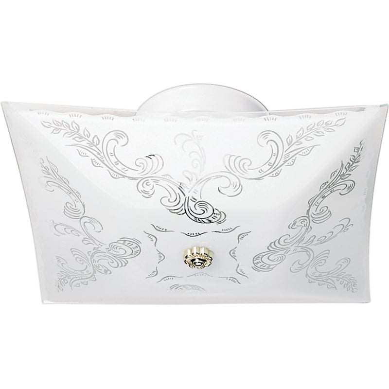 Nuvo Lighting 12in 2-Light Flush Mount | Traditional White and Floral Glass | Bedroom & Hallway Ceiling Light | 11.75 x 11.75 x 4.75 in | Model 60-6032