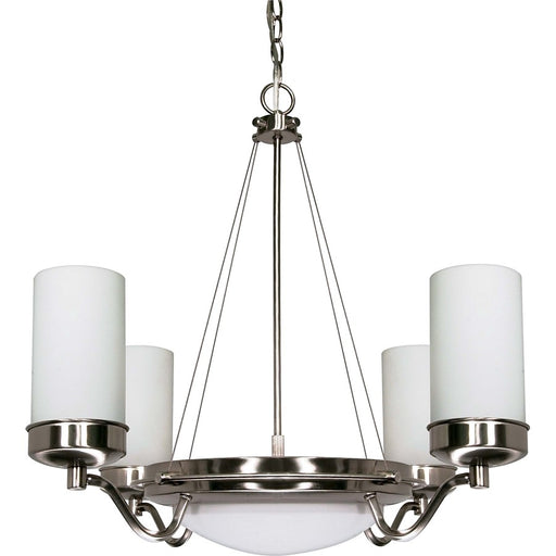 Nuvo Polaris 29in 6-Light Chandelier | Classic Brushed Nickel and White Opal Glass | Dining Room & Living Room | 22 x 22 x 10 in | Model 60-607