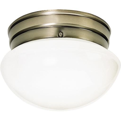 Nuvo Lighting 8in 1-Light Flush Mount | Traditional Antique Brass and White Glass | Hallway & Bathroom Ceiling Light | 8 x 8 x 5 in | Model 60-6114