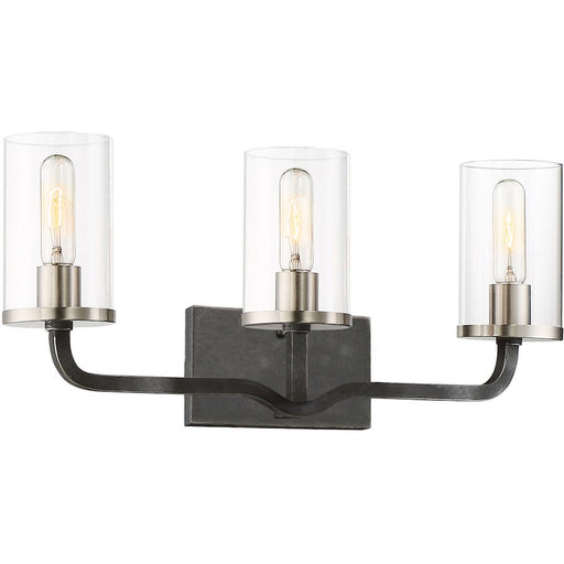 Nuvo Sherwood 24in 3-Light Vanity | Contemporary Iron Black and Brushed Nickel | Bathroom Vanity Light | 24 x 10.38 in | Model 60-6123