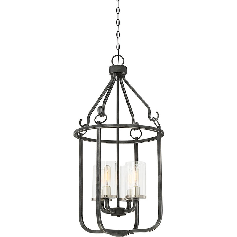 Nuvo Sherwood 4-Light Caged Pendant | Industrial Iron Black and Brushed Nickel | Kitchen Island & Dining Room | 640 Lumens, Dimmable | Model 60-6127