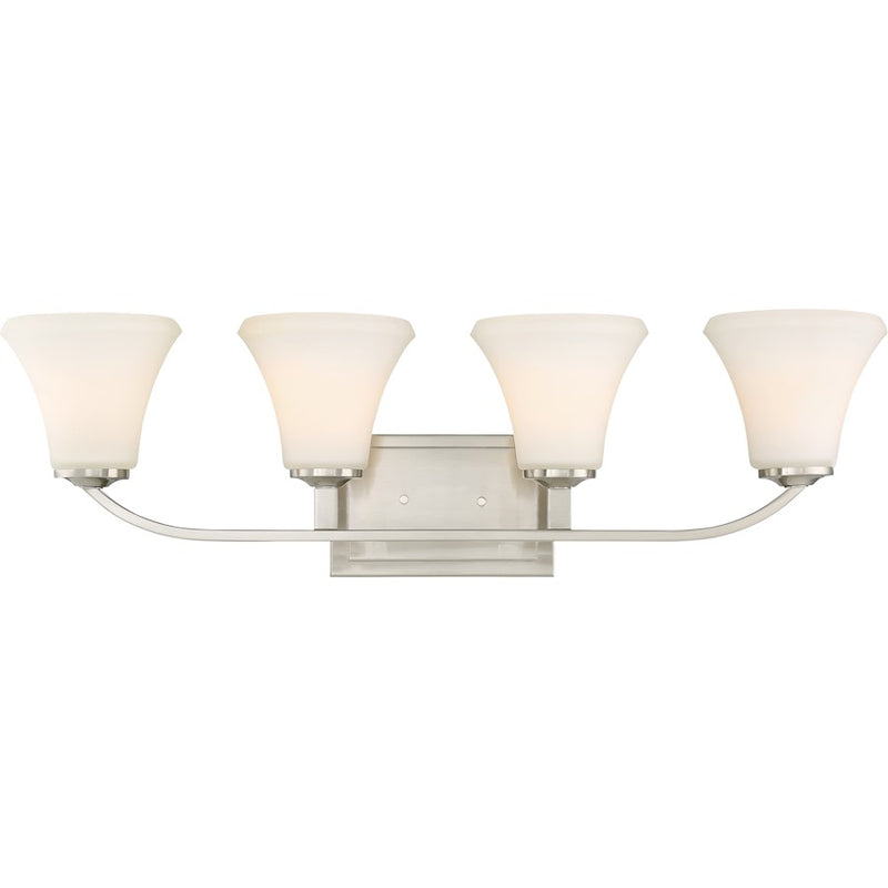 Nuvo Lighting Fawn 30in 4-Light Vanity Light | Traditional Brushed Nickel | Bathroom Vanity | 29.5 x 8.75 in | Model 60-6204