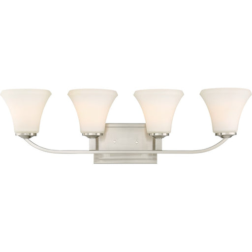 Nuvo Lighting Fawn 30in 4-Light Vanity Light | Traditional Brushed Nickel | Bathroom Vanity | 29.5 x 8.75 in | Model 60-6204
