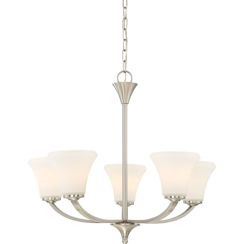 Nuvo Lighting Fawn 25in 5-Light Chandelier | Traditional Brushed Nickel | Dining Room & Living Room | 25 x 25 x 22 in | Model 60-6205