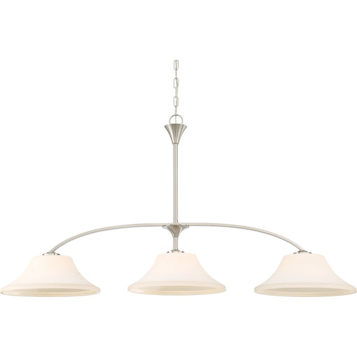 Nuvo Lighting Fawn 48in 3-Light Island Pendant | Traditional Brushed Nickel | Kitchen Island & Dining Room | 48 x 14 x 25 in | Model 60-6208