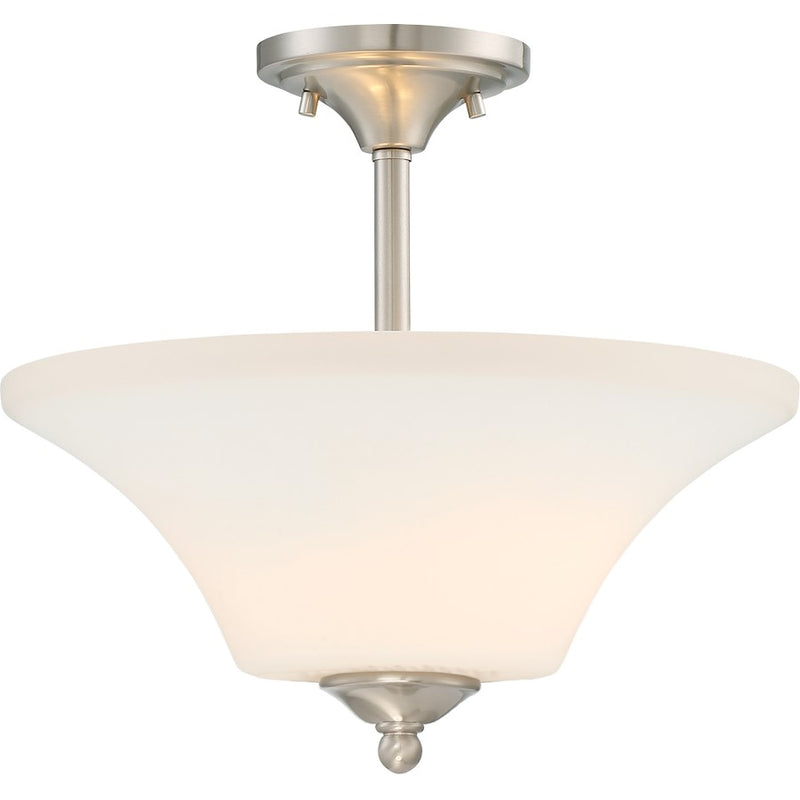 Nuvo Lighting Fawn 12.63in 2-Light Semi Flush | Traditional Brushed Nickel | Entryway & Hallway Ceiling Light | 12.63 in H | Model 60-6212