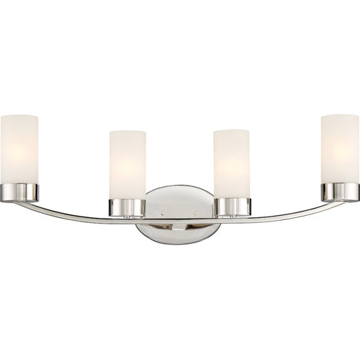 Nuvo Lighting Denver 29in 4-Light Vanity | Traditional Polished Nickel and White Glass | Bathroom Vanity | 29 x 10 in | Model 60-6224