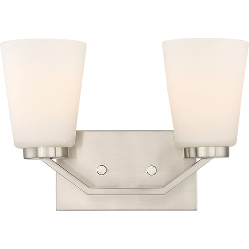 Nuvo Lighting Nome 13.5in 2-Light Vanity Light | Transitional Brushed Nickel | Bathroom & Powder Room | 13.5 x 9.25 in | Model 60-6242
