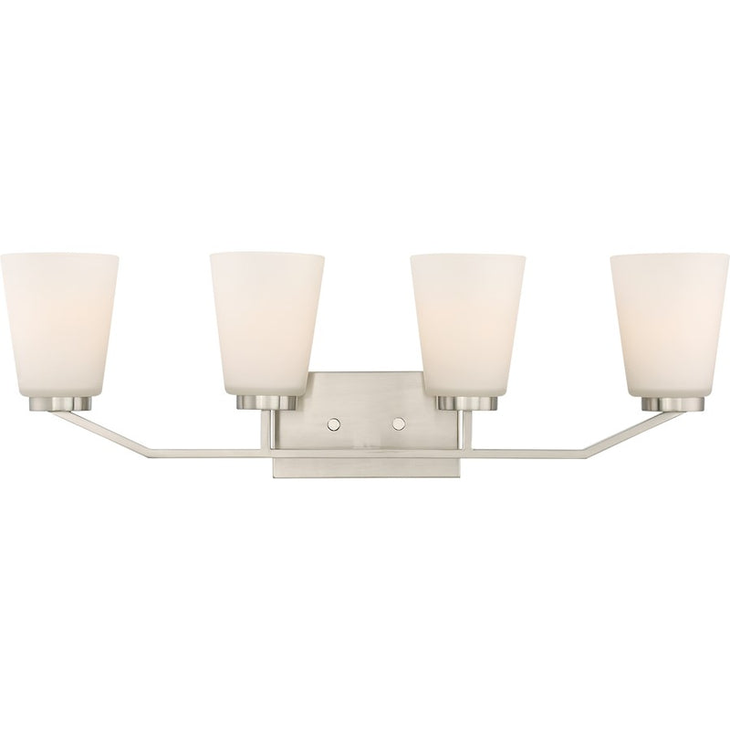 Nuvo Lighting Nome 29.5in 4-Light Vanity Light | Transitional Brushed Nickel | Bathroom & Powder Room | 29.5 x 9.25 in, Damp Rated | Model 60-6244