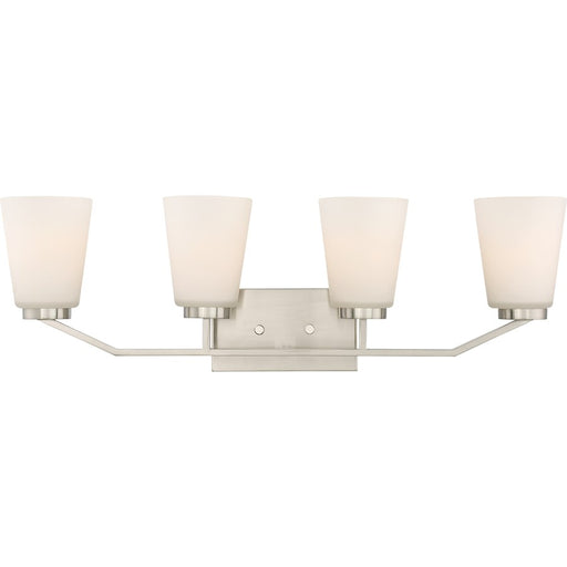 Nuvo Lighting Nome 29.5in 4-Light Vanity Light | Transitional Brushed Nickel | Bathroom & Powder Room | 29.5 x 9.25 in, Damp Rated | Model 60-6244
