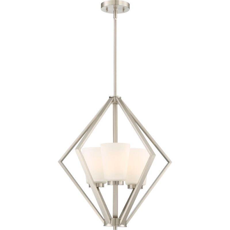 Nuvo Lighting Nome 19.5in 3-Light Pendant | Modern Brushed Nickel | Kitchen Island & Dining Room | 19.5 x 19.5 x 22 in | Model 60-6245