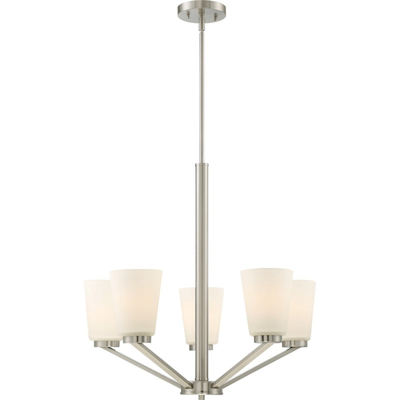 Nuvo Lighting Nome 24in 5-Light Chandelier | Transitional Brushed Nickel | Dining Room & Living Room | 24 x 24 x 23 in | Model 60-6246