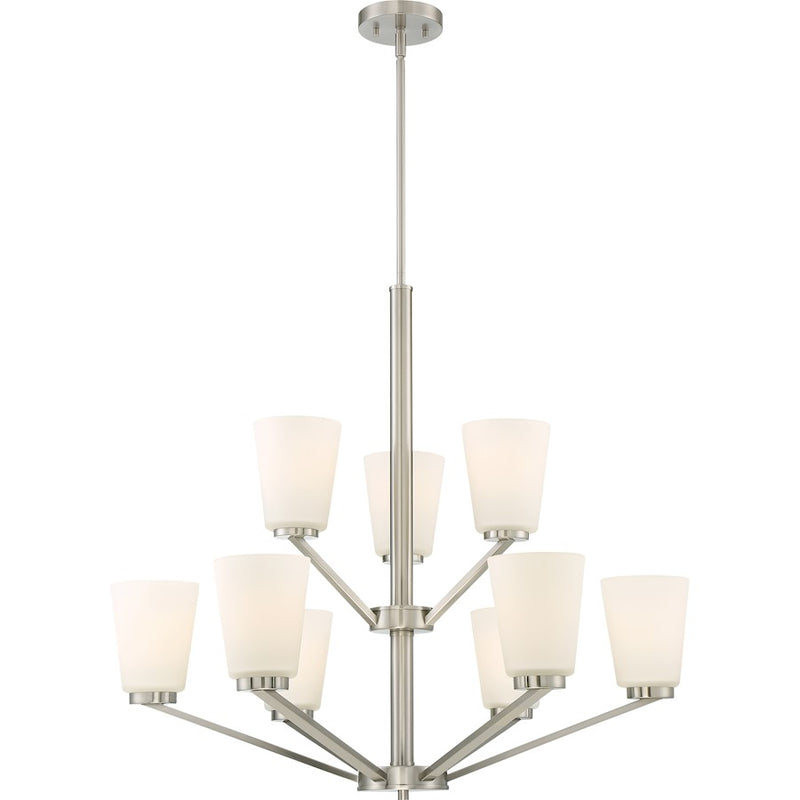 Nuvo Lighting Nome 28.5in 9-Light Chandelier | Transitional Brushed Nickel | Dining Room & Foyer | 28.5 in H | Model 60-6249