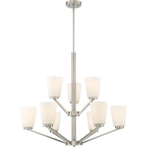 Nuvo Lighting Nome 28.5in 9-Light Chandelier | Transitional Brushed Nickel | Dining Room & Foyer | 28.5 in H | Model 60-6249