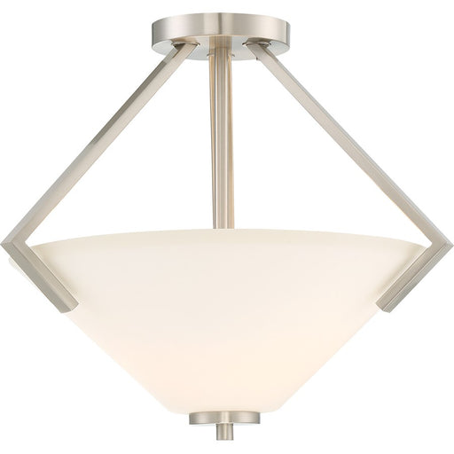 Nuvo Lighting Nome 16in 2-Light Semi Flush Mount | Transitional Brushed Nickel | Hallway & Bedroom | 16.13 x 14 in | Model 60-6251