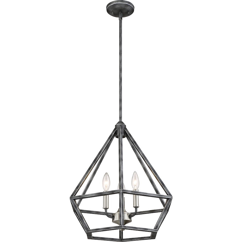 Nuvo Lighting Orin 18in 3-Light Pendant | Transitional Iron Black and Brushed Nickel | Kitchen Island & Dining Room | 18 x 19.25 in | Model 60-6262