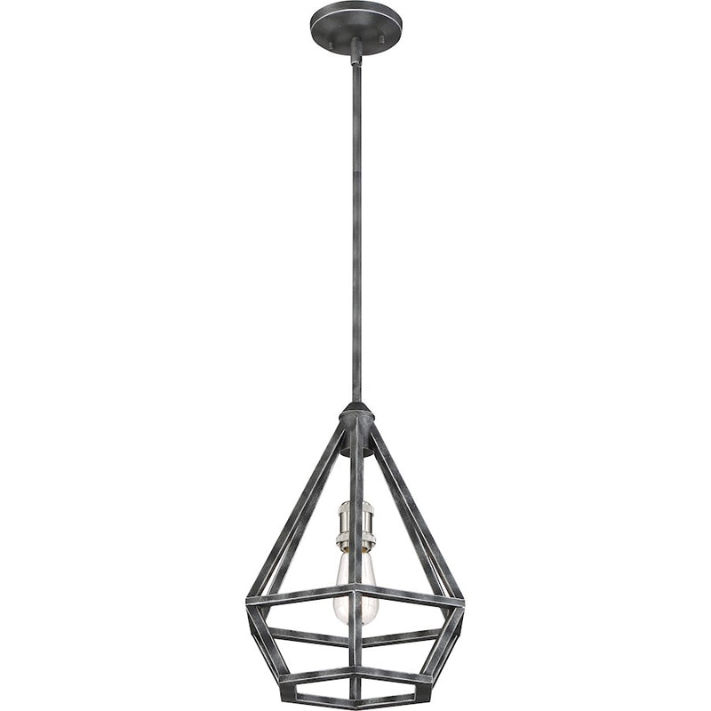 Nuvo Lighting Orin 12in 1-Light Pendant | Industrial Iron Black and Brushed Nickel | Kitchen Island & Dining Room | 12 x 12 x 15 in | Model 60-6263