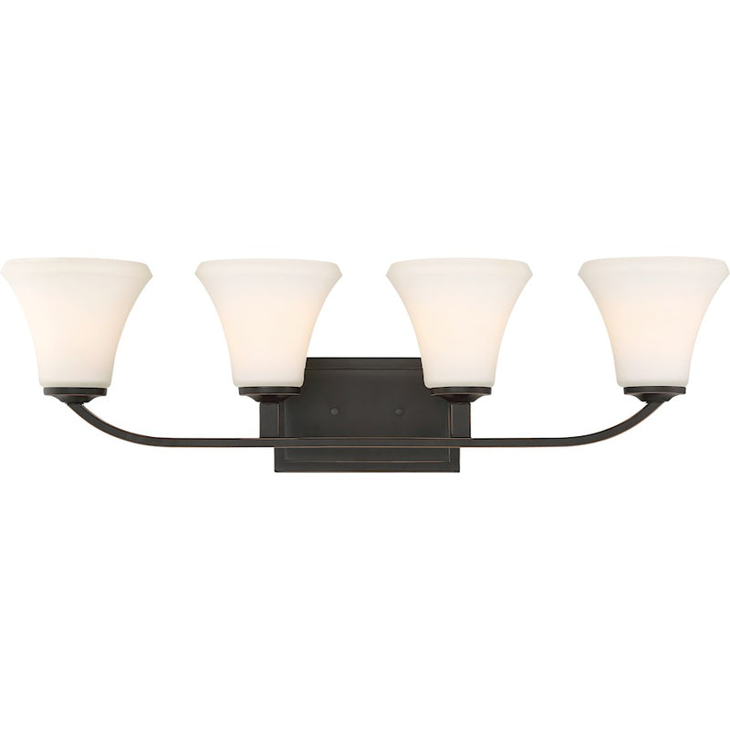Nuvo Lighting Fawn 29.5in 4-Light Vanity | Traditional Mahogany Bronze | Bathroom Vanity Light | 29.5 x 8.75 in | Model 60-6304