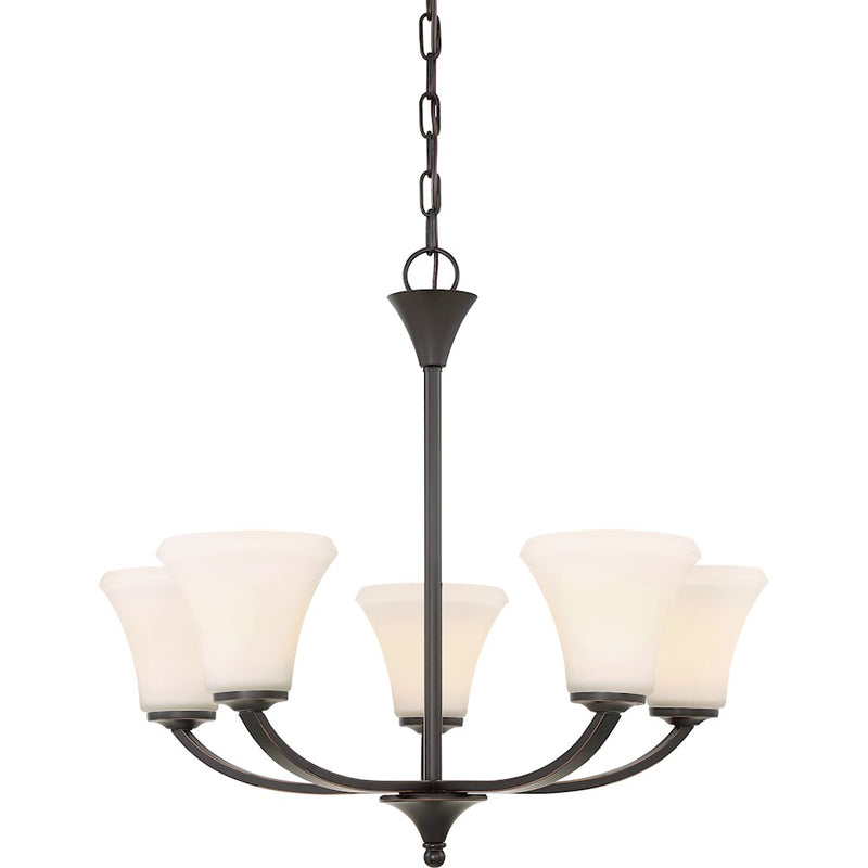 Nuvo Lighting Fawn 25in 5-Light Chandelier | Traditional Mahogany Bronze | Dining Room & Living Room | 25 x 22 in | Model 60-6305