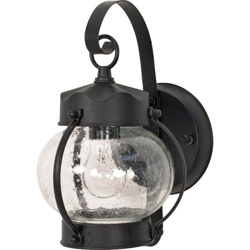 Nuvo Onion Lantern 11in 1-Light Outdoor Wall Lantern | Traditional Textured Black and Clear Seed Glass | Covered Entryway & Porch | 6 x | Model 60-632