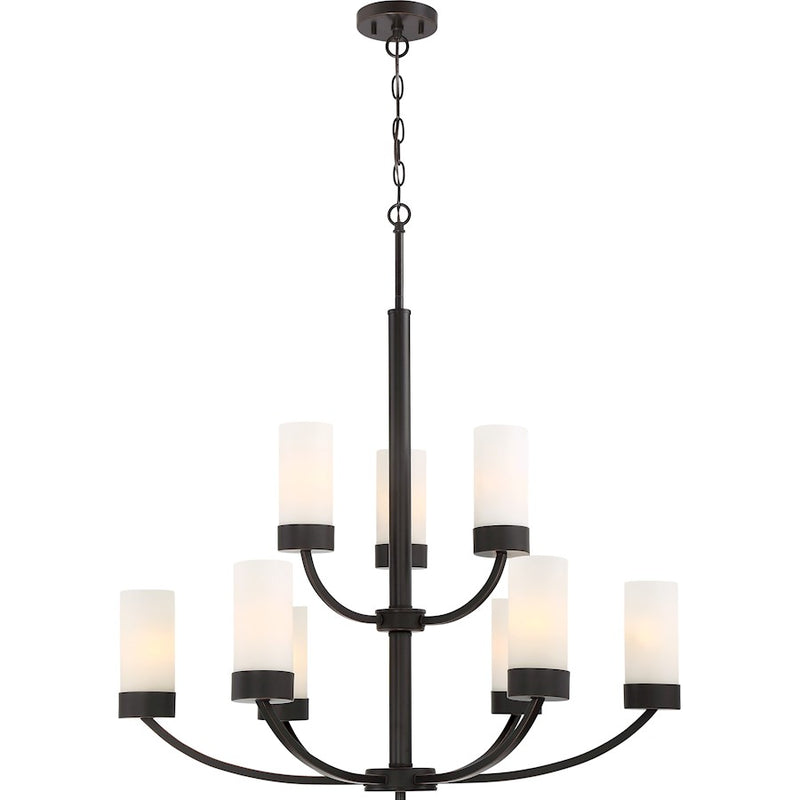 Nuvo Lighting Denver 28in 9-Light Chandelier | Traditional Mahogany Bronze | Dining Room & Living Room | 28 in H | Model 60-6329