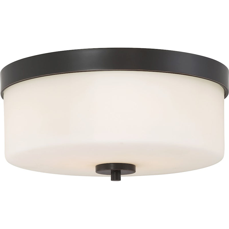 Nuvo Lighting Denver 2-Light Flush Mount | Traditional Mahogany Bronze | Hallway & Bathroom Ceiling Light | 6.38 in H | Model 60-6331