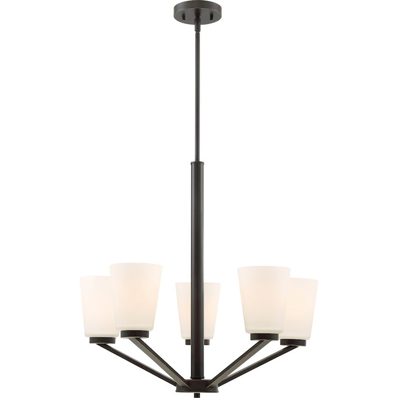 Nuvo Lighting Nome 23in 5-Light Chandelier | Transitional Mahogany Bronze | Dining Room & Living Room | 23 in H, 144 in Wire | Model 60-6346