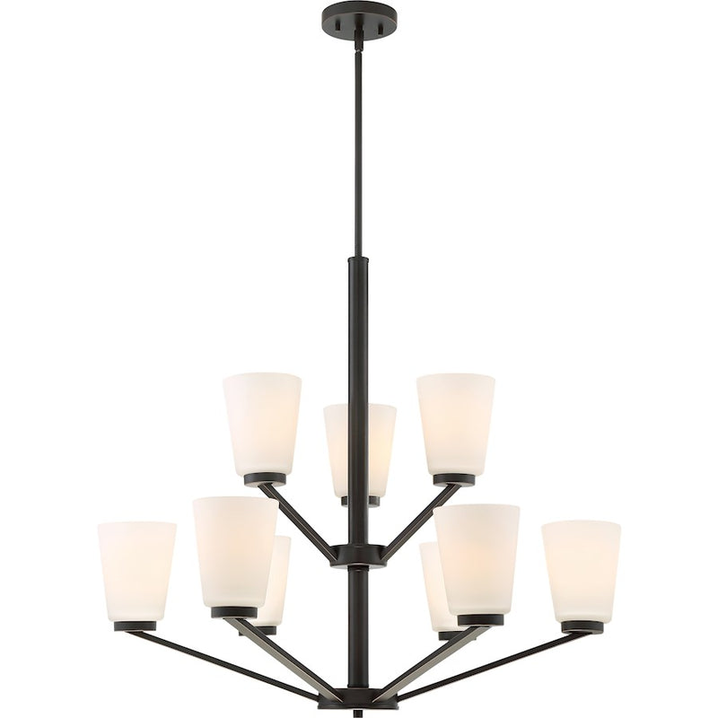 Nuvo Lighting Nome 28in 9-Light Chandelier | Transitional Mahogany Bronze | Dining Room & Living Room | 28.5 in H | Model 60-6349