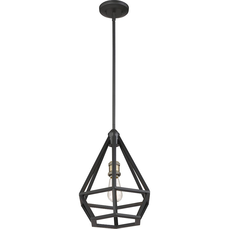 Nuvo Lighting Orin 12in 1-Light Pendant | Transitional Aged Bronze with Brass Accents | Kitchen Island & Dining Room | 12 x 12 x 15.38 in | Model 60-6363