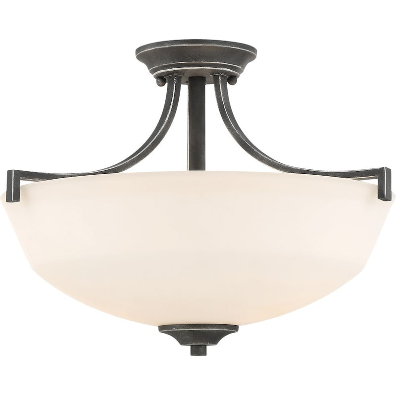 Nuvo Lighting Chester 15.75in 2-Light Semi Flush Mount | Traditional Iron Black | Kitchen & Hallway | 15.75 x 11.75 in | Model 60-6369