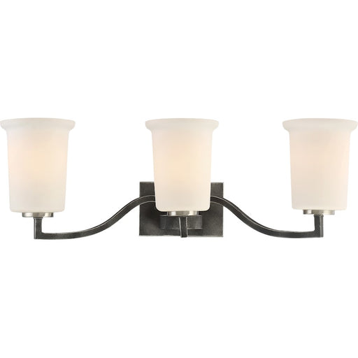 Nuvo Lighting Chester 24in 3-Light Vanity | Traditional Iron Black and White Glass | Bathroom Vanity | 24 x 7.75 in | Model 60-6373