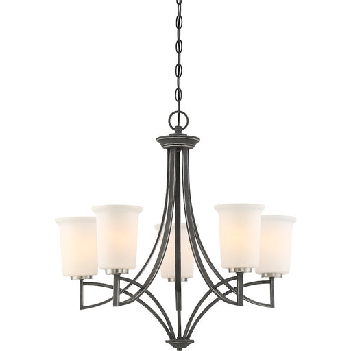 Nuvo Lighting Chester 26in 5-Light Chandelier | Traditional Iron Black | Kitchen & Dining Room | 26 x 26 x 25.5 in | Model 60-6375