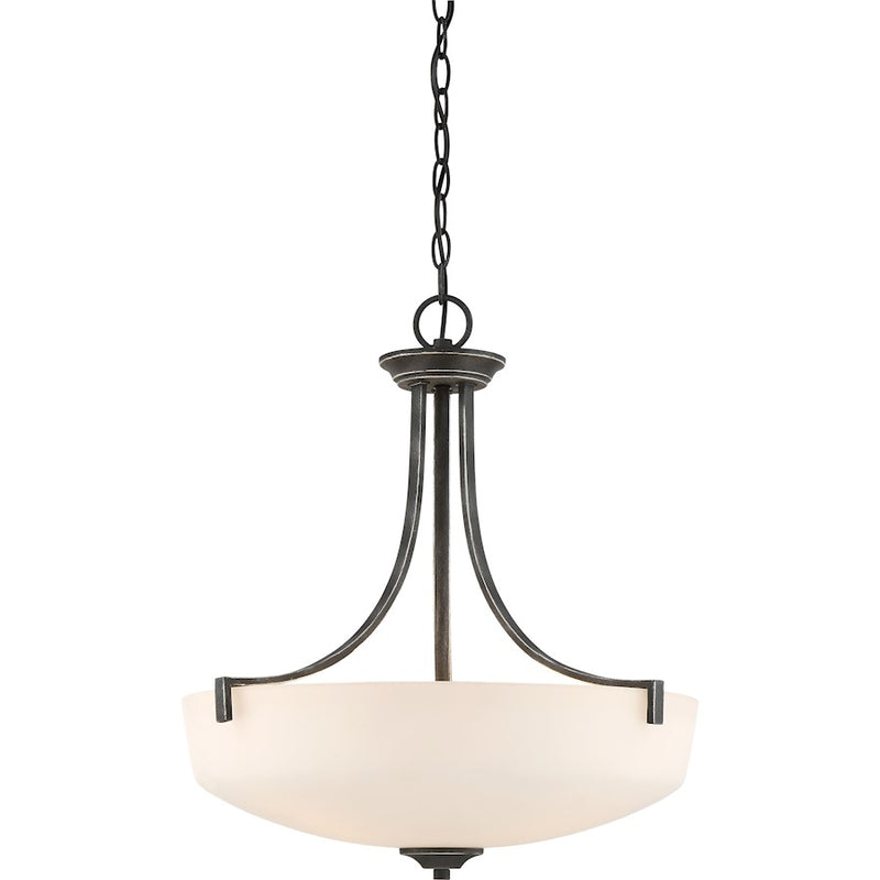 Nuvo Lighting Chester 18.88in 3-Light Pendant | Traditional Iron Black | Kitchen Island & Dining Room | 18.88 x 18.88 x 21.5 in | Model 60-6378