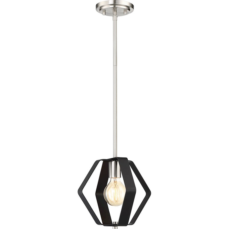Nuvo Lighting Zen 10in 1-Light Pendant | Transitional Matte Black and Brushed Nickel | Kitchen Island & Dining Room | 50 x 14 x 50 in | Model 60-6391