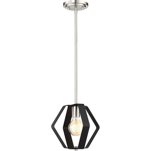 Nuvo Lighting Zen 10in 1-Light Pendant | Transitional Matte Black and Brushed Nickel | Kitchen Island & Dining Room | 50 x 14 x 50 in | Model 60-6391