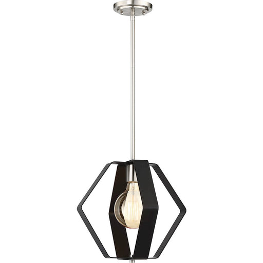 Nuvo Lighting Zen 14in 1-Light Pendant | Modern Matte Black and Brushed Nickel | Kitchen Island & Dining Room | 38 x 10 x 38 in | Model 60-6392