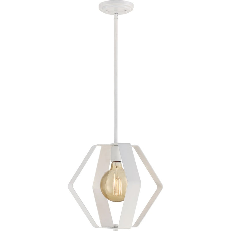 Nuvo Lighting Zen 14in 1-Light Pendant | Transitional White Metal | Kitchen Island & Dining Room | 38 x 10 x 38 in | Model 60-6396