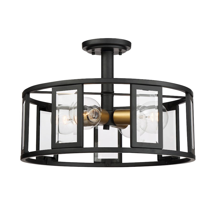 Nuvo Lighting Payne 4-LT Semi Flush Fixture, Beveled/Midnight Bronze