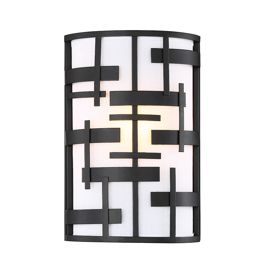 Nuvo Lighting Lansing 2 Light Sconce, White Shade/Textured Black