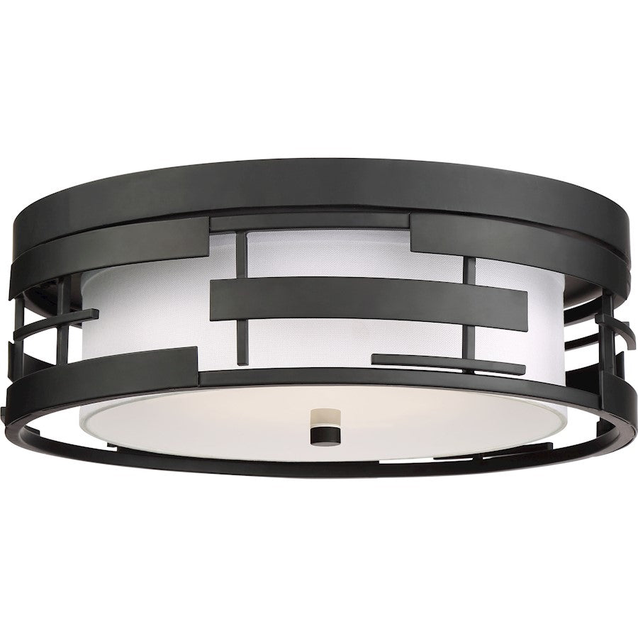 Nuvo Lighting Lansing 3 Light Flush, White Shade/& Opal Diffuser Black