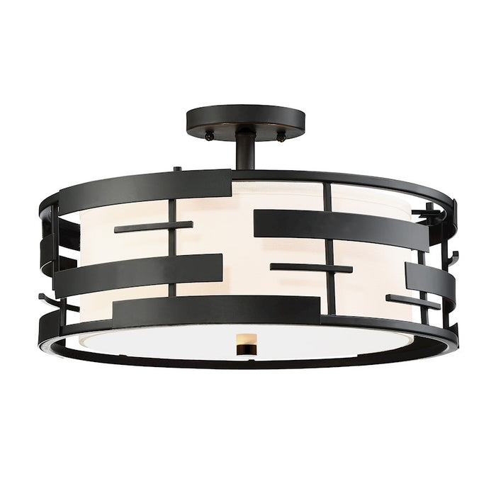 Nuvo Lighting Lansing 3-LT Semi Flush, White/Opal Diffuser Black