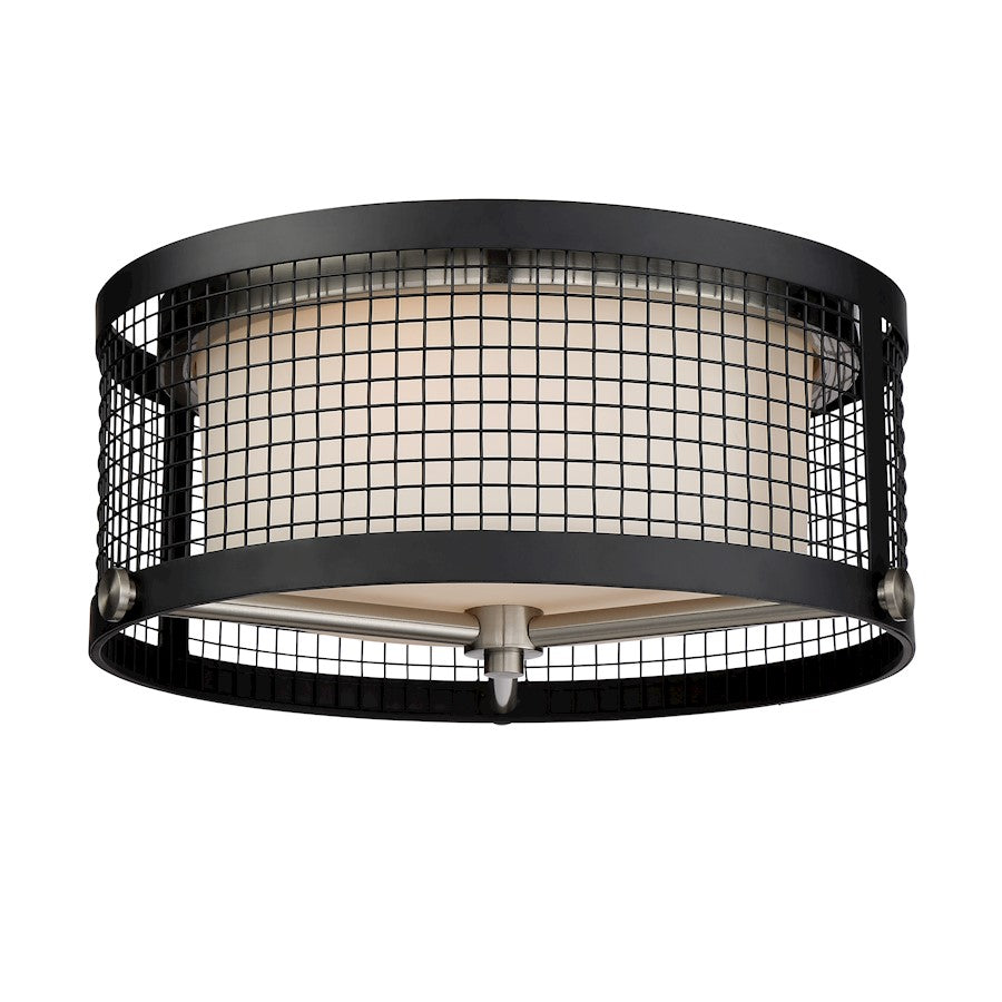 Nuvo Lighting Pratt 3 Light Flush Mount, White/Black, Brushed Nickel